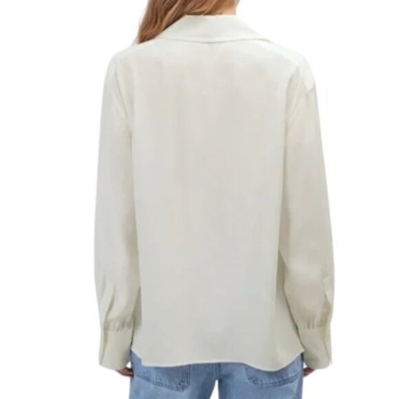 Madewell Women's Sz XL Silk Utility-Pocket Button-Up Shirt Off-White NU463 - Picture 2 of 12